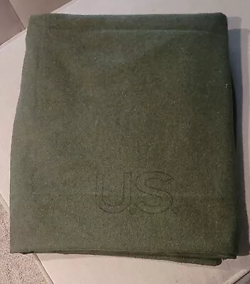 Vintage US Army Military Green Wool Blanket  • $74.99