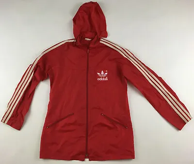 Adidas 1990s Rainjacket Packable Nylon Hooded Jacket Red Vintage D38 GB 32 S • $25.27