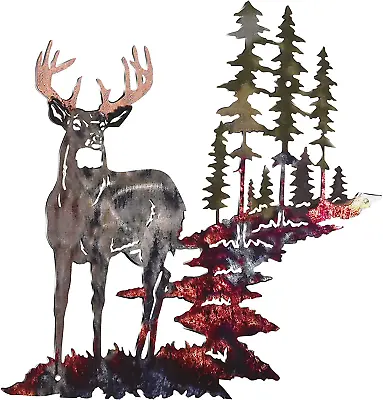 Metal Deer Wall Art Forest Deer Wall Decor Metal Tree Wall Art Metal Deer Decor  • $20.99