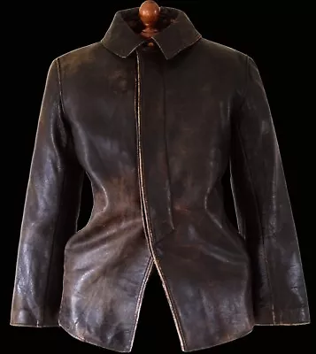 40s WW2 GERMAN LUFTWAFFE Leather Officers Police Tanker Dispatch WW1 Coat Jacket • $1.23