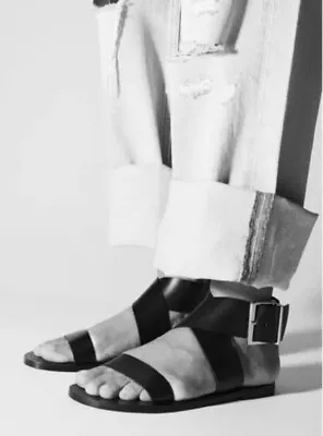 $39.99 • Buy ZARA Womens' Black Criss Cross Sandals Maxi Buckle Size 40