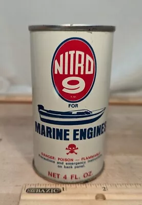 Vintage Nitro 9 Marine Engine Can Gas Additive Shop Garage Man Cave Collectible • $6