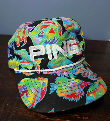 VTG Ping Golf Hat Fish Paisley All Over Print Colorful One Size Leather Strap • $134.95