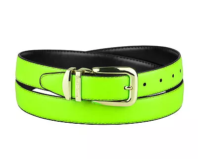 CONCITOR Reversible Belt Solid Colors & Black Bonded Leather Gold-Tone Buckle • $18.95