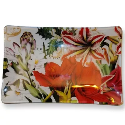 Michel Design Works Small Serving Tray Holly Floral Christmas Holiday Or Anytime • $24.95