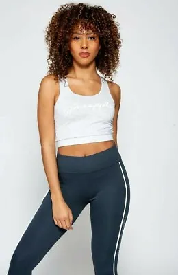 PINEAPPLE Dancewear Racer Midi Crop Top Racerback Grey Marl Dance Gym Fitness • £17