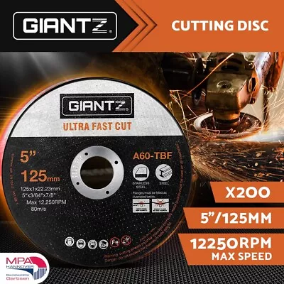 Giantz 200-Piece Cutting Discs 5  125mm Angle Grinder Thin Cut Off Wheel Metal • $68.95