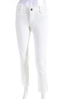 MiH Jeans Womens Paris Mid Rise Cropped Slim Straight Jeans White Size 26 • $42.69