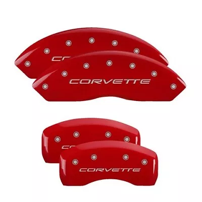 MGP Caliper Covers Set Of 4 Red Finish Silver Corvette (C5) • $289