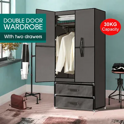$43.99 • Buy Large Portable Clothes Closet Wardrobe Storage Cabinet Organiser Unit With Shelf