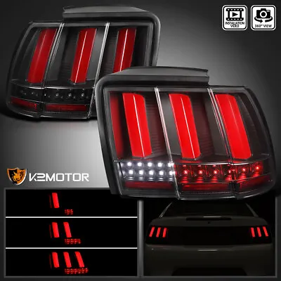 Black Fits 1999-2004 Ford Mustang Sequential Signal LED Tail Lights W/ Red Tube • $162.38