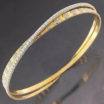 Finest Quality INDIAN 22k Solid YELLOW GOLD BANGLE BRACELET & Rhodium Highlights • $1775