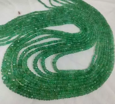 Emerald Rarest 16  Inches Strand Natural Zambian Finest Quality Rondelle Beads - • $124.99