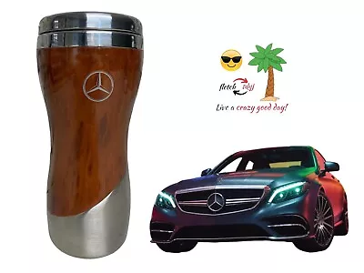 Genuine Mercedes-Benz Travel Mug 14 Oz Tumbler Wood Grain Stainless Steel • $32.77