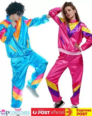 Couple Womens Mens 80s 90s Sweat Tracksuit Costume Shell Suit Retro Outfit • $46.45