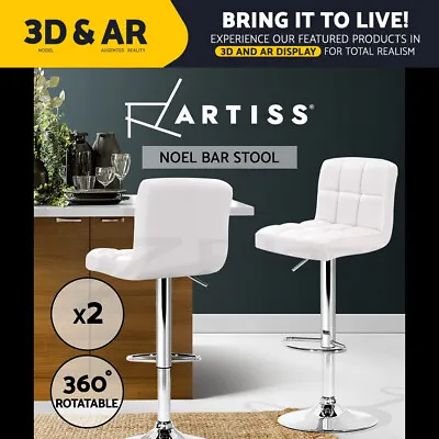 Artiss Bar Stools Kitchen Stool Chairs Dining Gas Lift Leather Swivel Metal X2 • $119.95