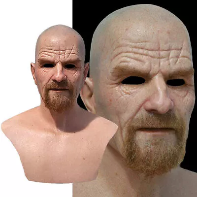 Realistic Old Man Mask Latex Performance Cosplay Party Full Face Mask Headgear • $28.02