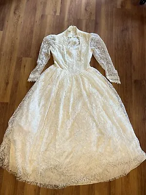 Vintage Gunne Sax Ivory Dress Jessica McClintock Romantic Renaissance Bridal • $125