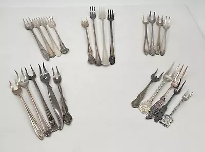 Lot Of 22 Assorted Vintage Silverplate Small Serving Forks - Lot#107 • $54.99