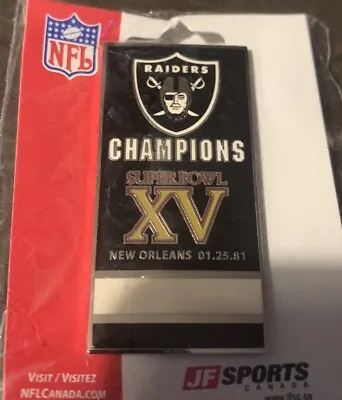 Oakland Raiders 1984 Super Bowl Xviii Champions Banner Pin Brand New Sealed • $6.62