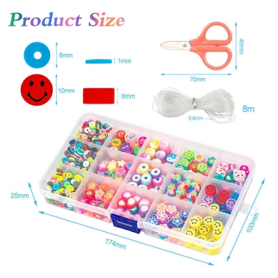£6.65 • Buy 1143PCS Clay Polymer Flat Beads DIY Set Bracelet Necklace Jewelry Making Kit