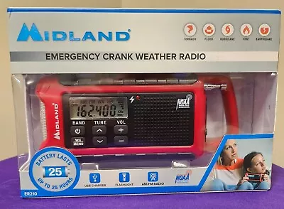 BRAND NEW!  Midland ER210 Emergency Crank Weather Radio - Red FREE SHIPPING! • $24.99