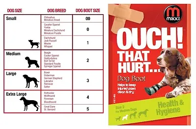 Mikki Ouch That Hurt Injured Dog Puppy Paw Foot Protection Boot Shoe Size Choice • £9.99