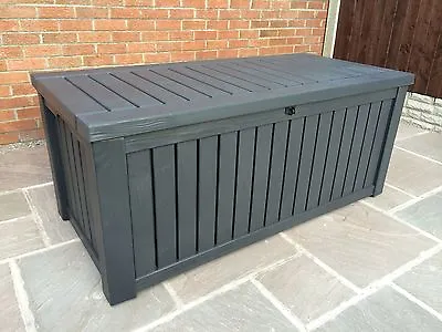 £199.95 • Buy Keter Rockwood Anthracite Plastic Garden Storage Deck Box 570 Ltr Capacity XL 