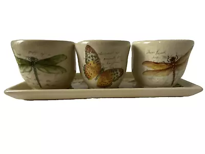 Yankee Candle Triple Votive Candle Holders And Tray Butterfly And Dragonflies • £10.37