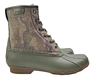 Sperry Men's Size 10.5 Saltwater Green Camo Duck Rain Snow Boots STS23702 NEW • $49.99