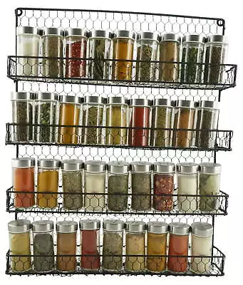 K- 4 Tier Metal Spice Wall Mount Rack Organizer Pantry Cabinet Hanging Herbs • $37.98