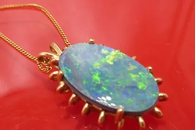 14K Yalow Solid Gold Opal Charm Pendant Vintage  • $500