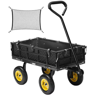 Garden Carts Yard Dump Wagon Cart Lawn Utility Cart Outdoor Steel Heavy Duty • $69.99