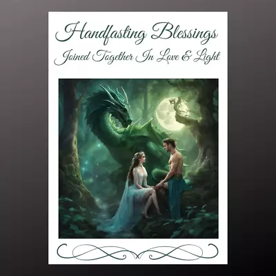 Handfasting Blessings Card Love & Light Dragon Fantasy Goddess Pagan Wiccan Wed • £2.99