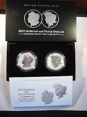 ⭐️ 2023 Morgan & Peace Dollar 2 Coin Set Reverse Proof Coins- W/OGP ⭐️ • $210.95