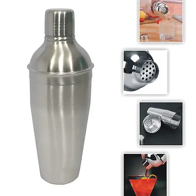 £8.99 • Buy Cocktail Shaker Large Cocktail Making Set With Built In Strainer And Measure 