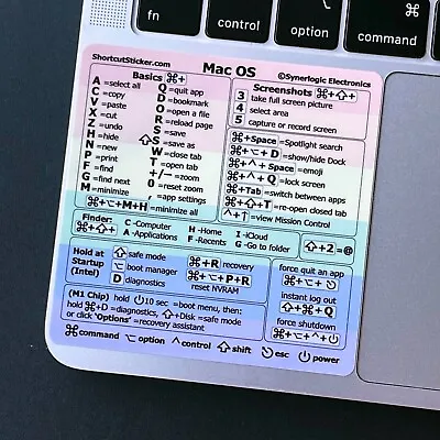 £6.54 • Buy Synerlogic Mac OS (Pride Flag Rainbow) Keyboard Shortcut Sticker For Any Macbook
