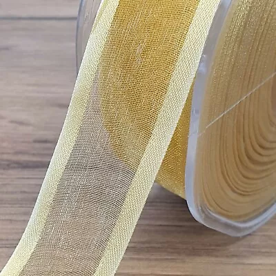 £1.55 • Buy Luxury SATIN EDGE Crystal Organza Ribbon 15/25/38mm Chiffon Sheer Stripe Side 1M