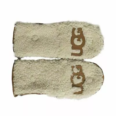 Ugg Curly Pile Flip Chestnut Sheepskin Logo Winter Womens Mittens Size Small New • $62.99