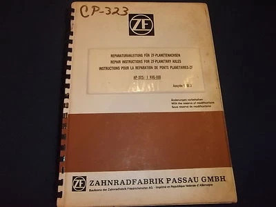 $39.99 • Buy Zahnradfabrik Planetary Axles Service Shop Repair Book Manual