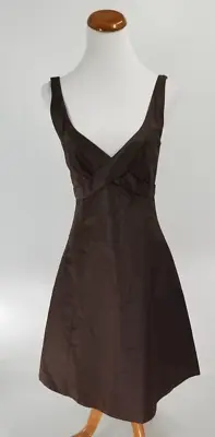J. CREW Size 2 Delores Silk Taffeta Dress Chocolate Brown New • $38.99