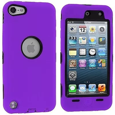 Dual Flex Hard Hybrid Gel Case For Apple IPod Touch 5th Gen - Purple/Black • $8.75