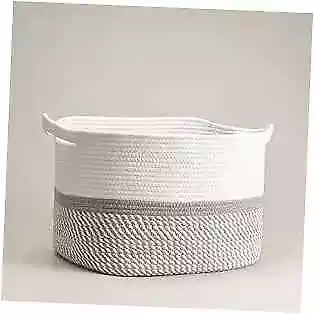  Square Cotton Rope Woven Basket With Handles For Books Pack Of 1 Grey • $25.31