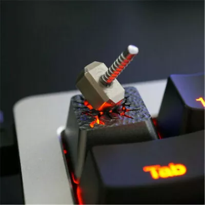 Marvel THOR Hammer Keycap Backlight Titanium Alloy ESC Metal Mechanical Keyboard • $57.95