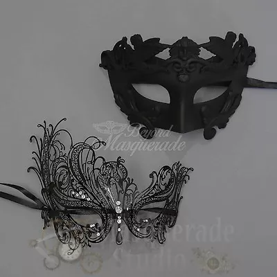 Couples Black Roman And Black Swan Costume Party Masquerade Masks Set • $32.95