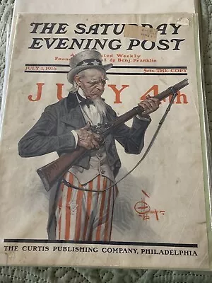 Authentic 1916 Saturday Evening Post “Fourth Of July” Cover By JC Leyendecker • $45