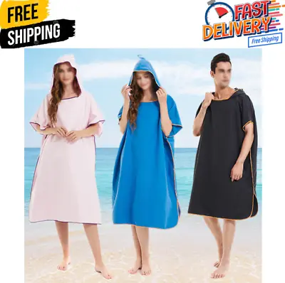 £8.39 • Buy Hooded Towel Poncho Adult Absorbent Dry Beach Swim Bath Changing Robe
