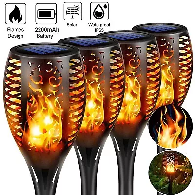 Solar Flame Light 96 LED Large Flickering Dancing Torch Garden Light IP44 - 4PK • £24.95