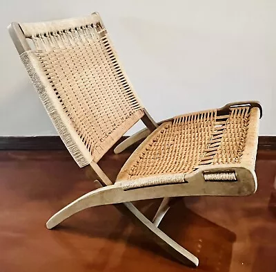 Mid-Century Modern Hans Wegner Style Folding Rope Chair • $525