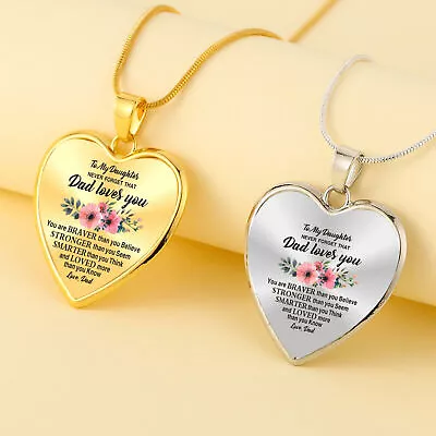 To My Daughter Necklace Gift From Father To Girls Love DAD Heart Pendant • $8.99